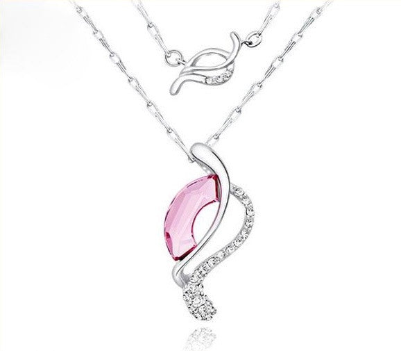 The double pink leaf necklace - CDE Jewelry Egypt